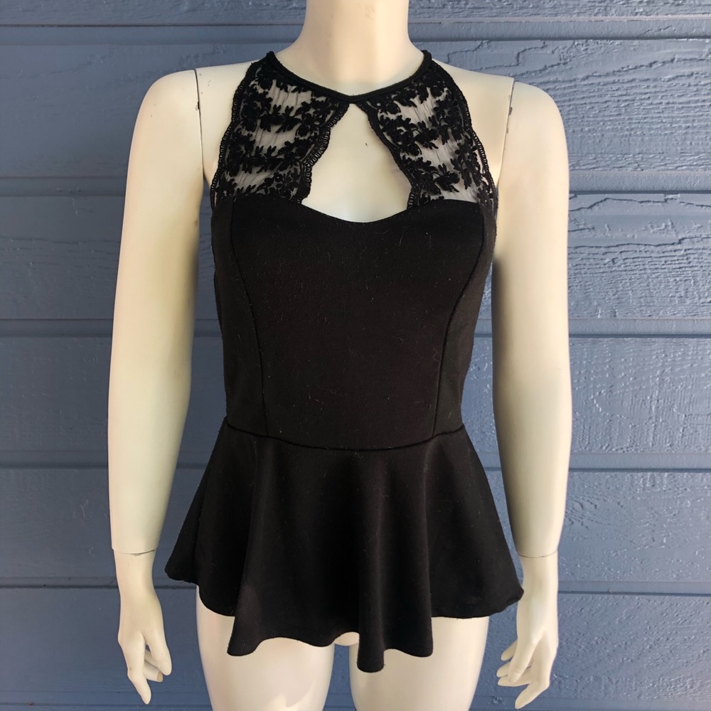 Black lace peplum top